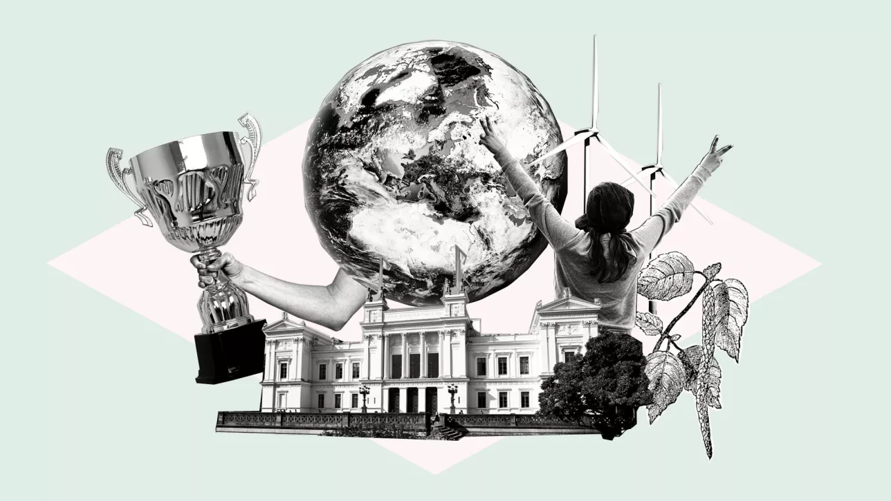 Planet earth, a prize, the university. Illustration.